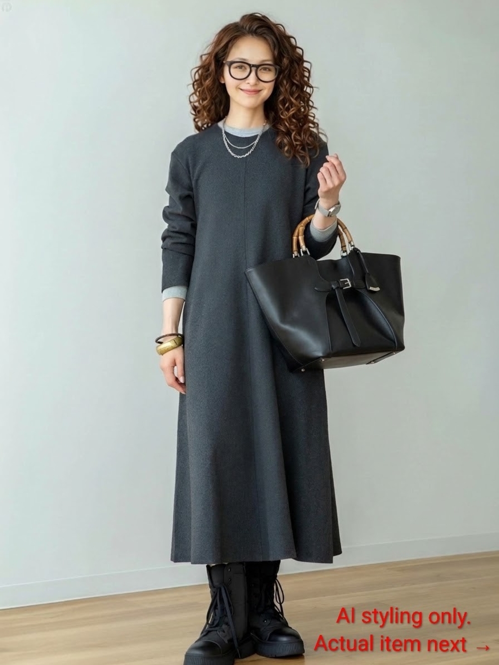 Uniqlo Dark Gray Brushed Jersey Dress
